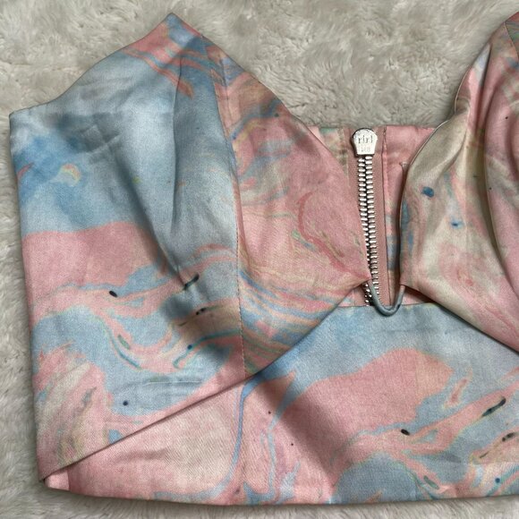 Zimmermann Women's Pastel Marble Pink Blue Zip Up 100% Silk Corset Size 1 / 6 US - Picture 6 of 8